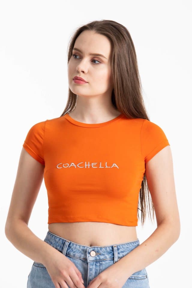 Coachella Basic Crop Turuncu