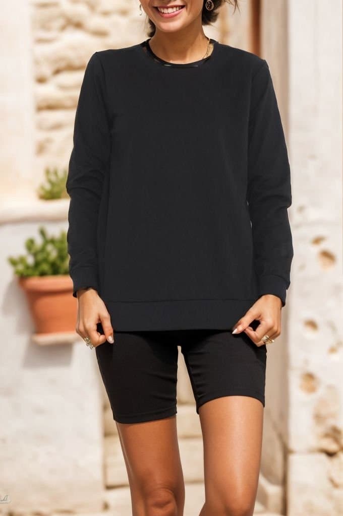 Yırtmaçlı Sweat Siyah