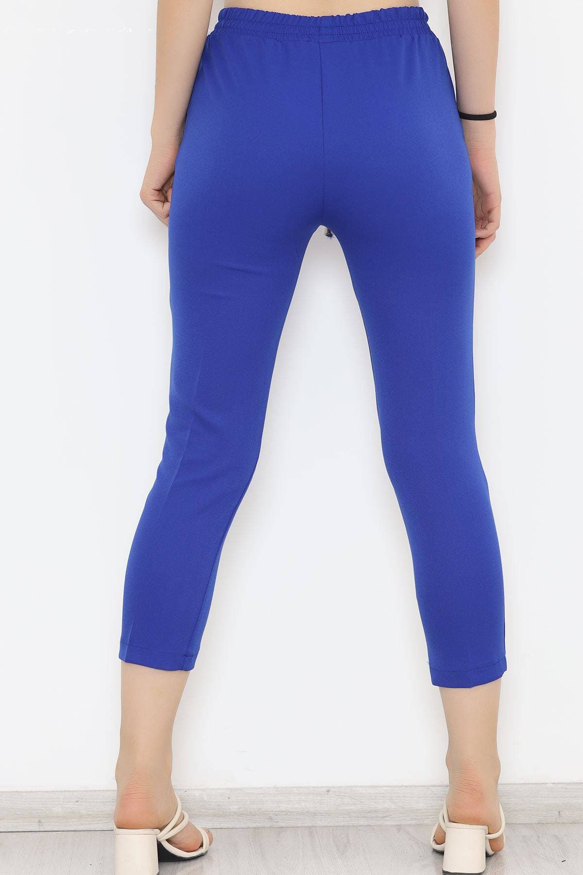 Beli Lastikli Duble Pantolon Saks