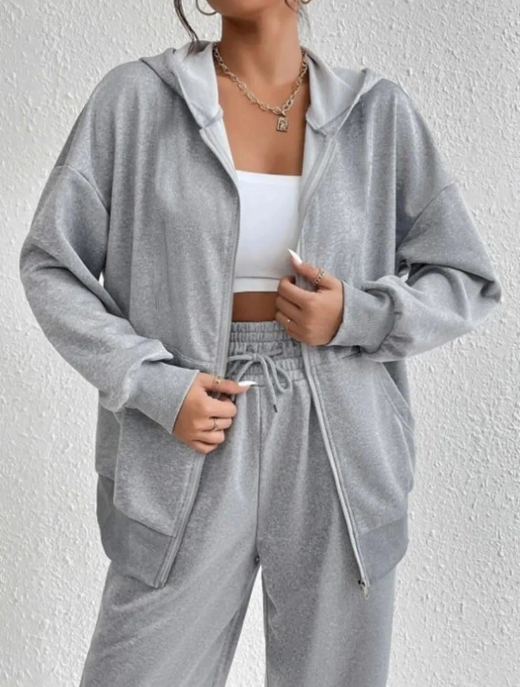 Kapşonlu Unisex Oversize Fermuarlı Kapşonlu Cep Detay Sweatshirt