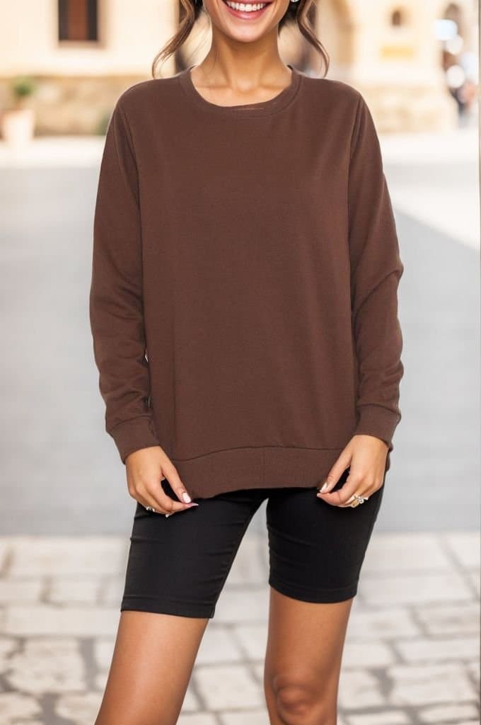 Yırtmaçlı Sweat Kahve