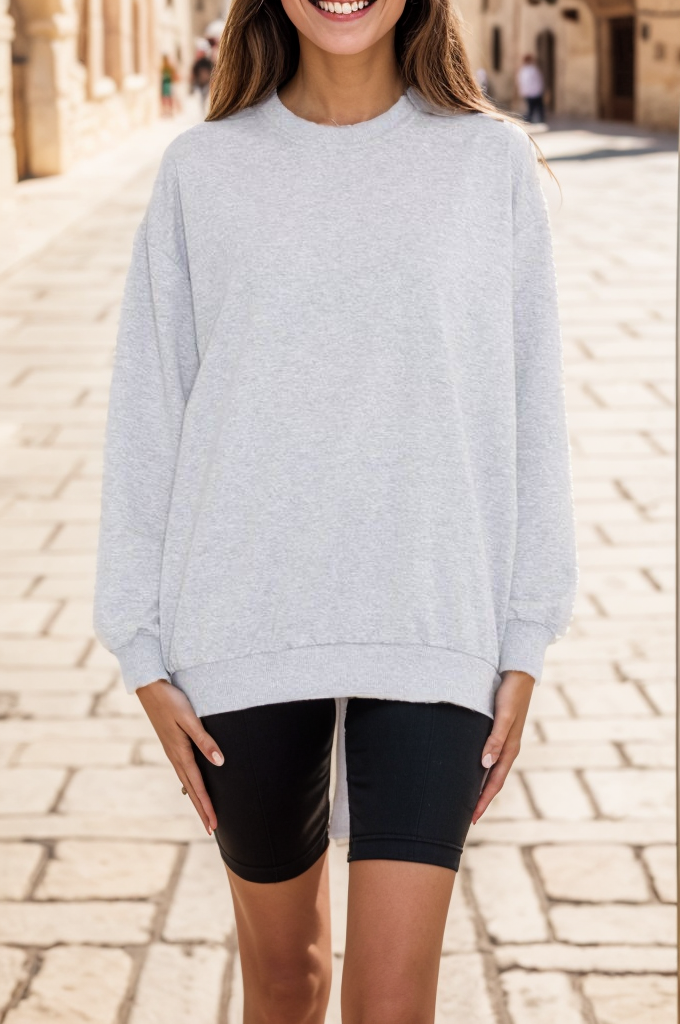 Bisiklet Yaka Sweat Gri