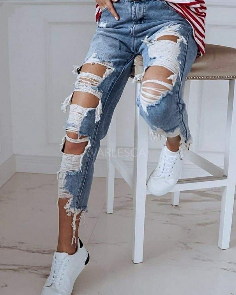 Özel Tasarım Yırtık Detay Kot Pantolon 90cm32bel40cm