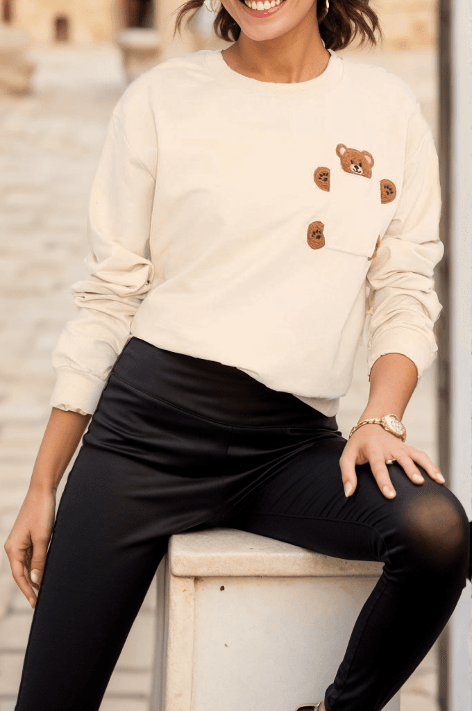 Ayıcık Detaylı Sweat Açıkvizon