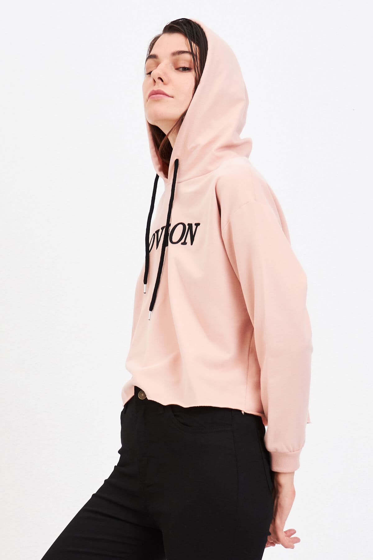 Nakışlı Sweatshirt Pudra