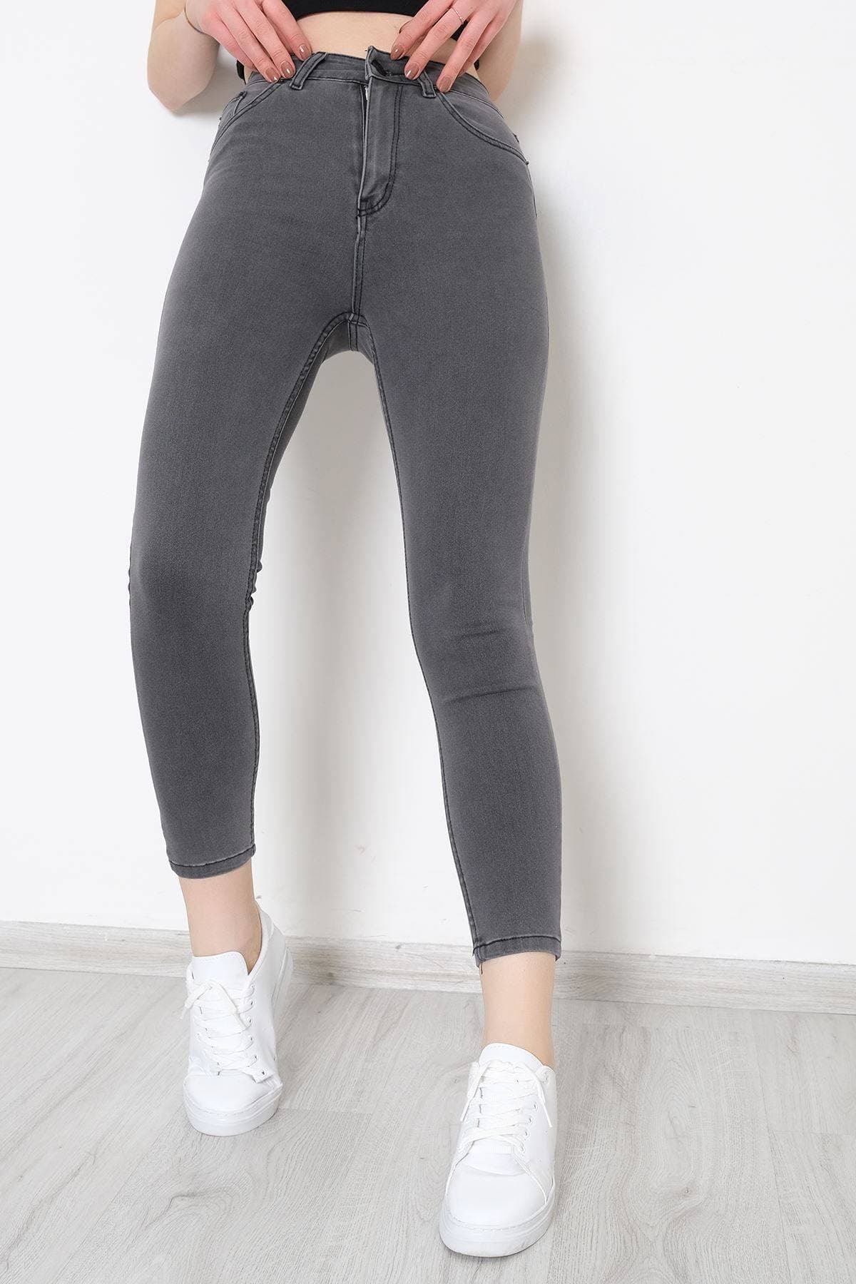 Süper Likra Kot Pantolon Füme
