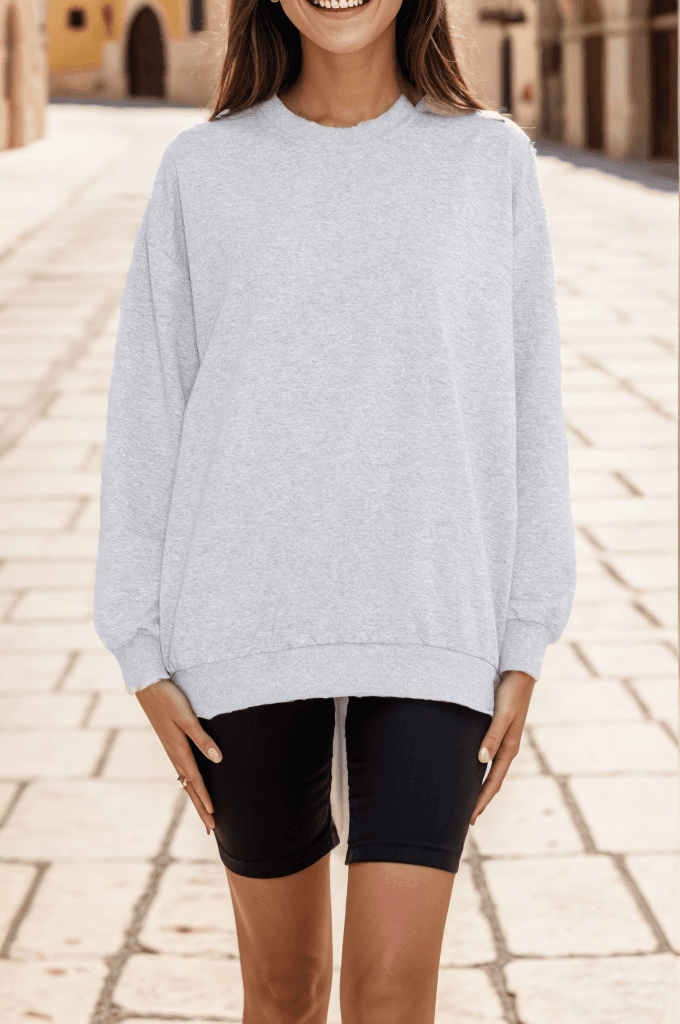 Bisiklet Yaka Sweat Gri