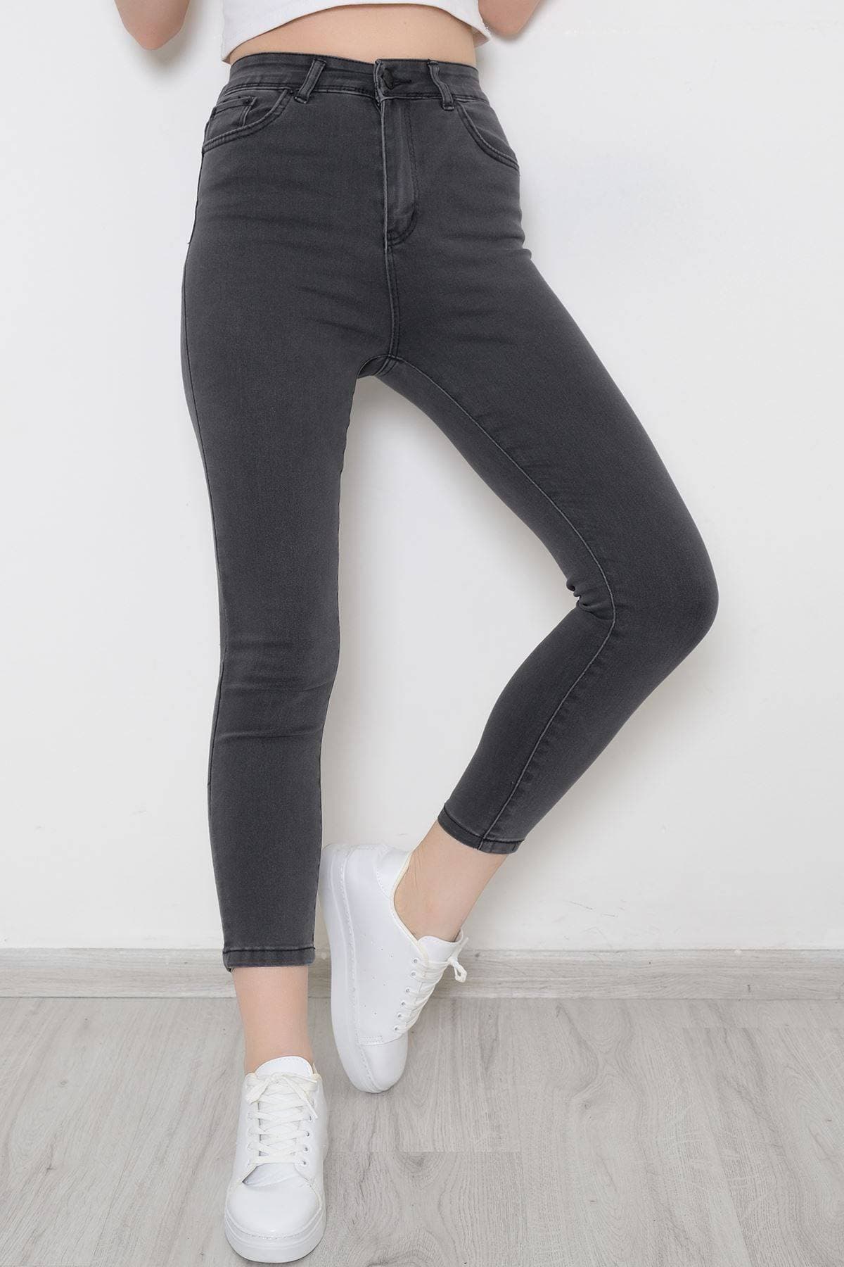 Süper Likra Kot Pantolon Füme