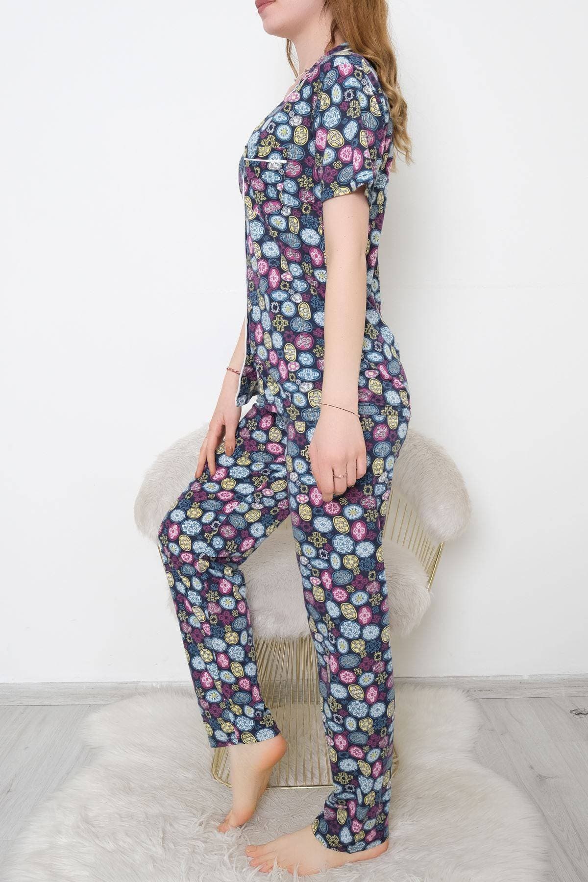 Düğmeli Pijama Takımı Laciyeşil
