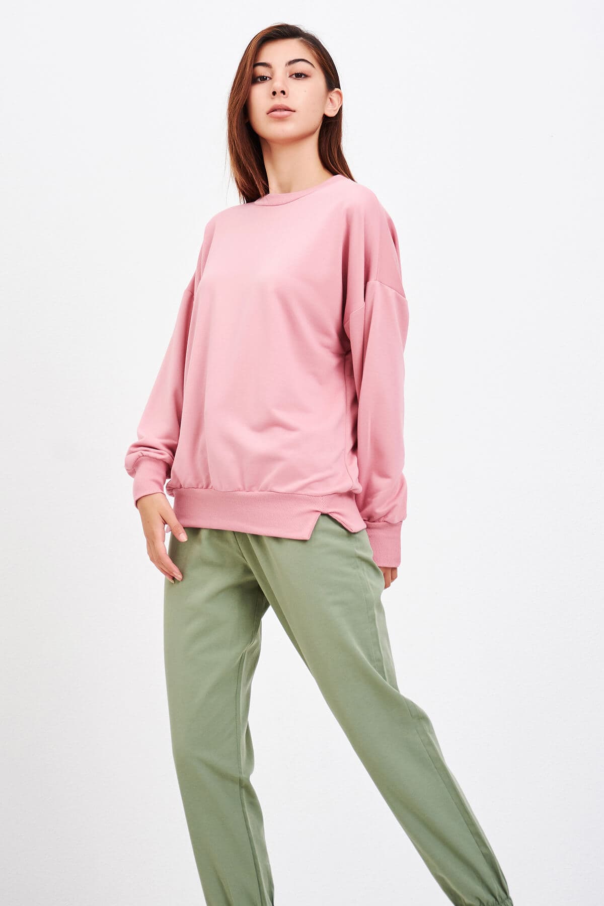 Basic Salaş Sweat Pembe