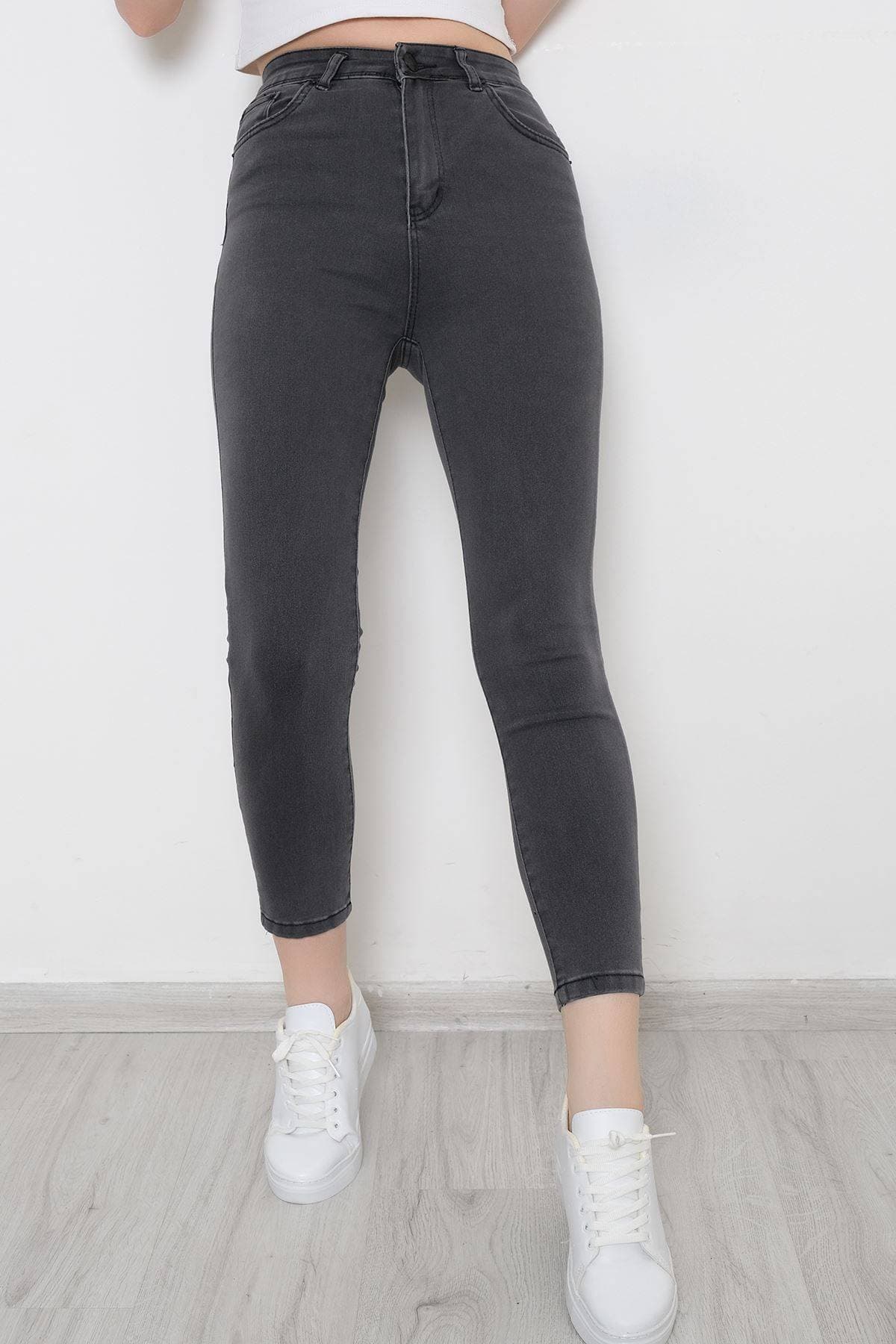 Süper Likra Kot Pantolon Füme