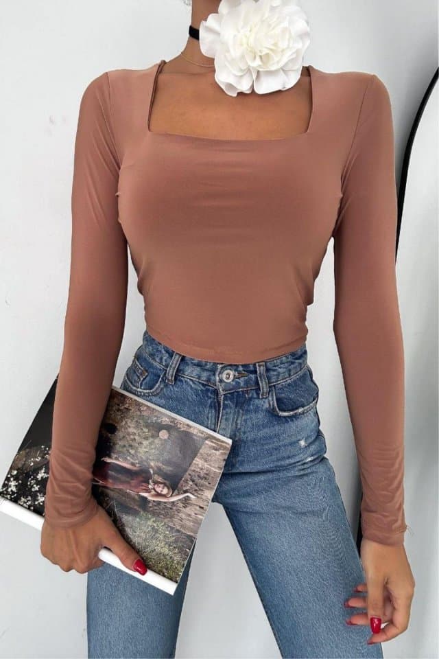 Kare Yaka Uzun Kollu Crop Taba