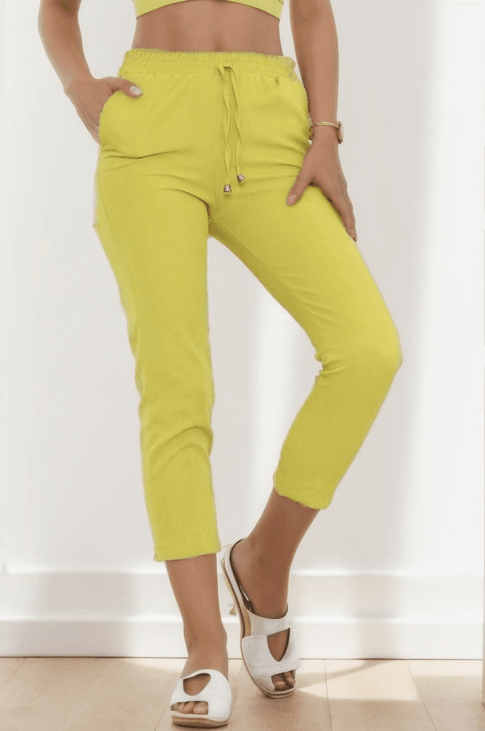 Beli Lastikli Duble Pantolon Yağyeşili
